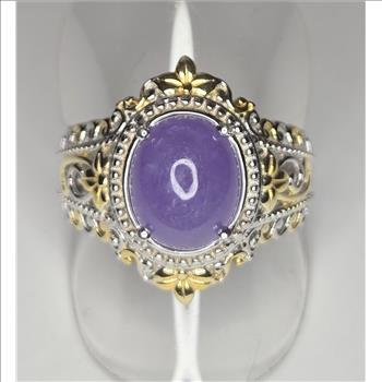 No Reserve .Natural Purple Jade Ring Size 9