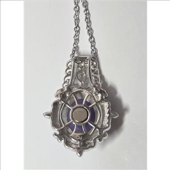 No Reserve .Natural Purple Jade Pendant & Chain Necklace