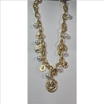 No Reserve Simulated Coin & Pearl Necklace
