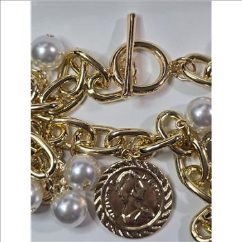 No Reserve Simulated Coin & Pearl Necklace