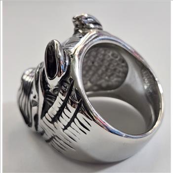 No Reserve Stainless Steel BullDog Ring Size 10