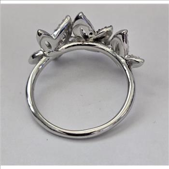 No Reserve Natural Black Diamond Butterfly Ring Size 7