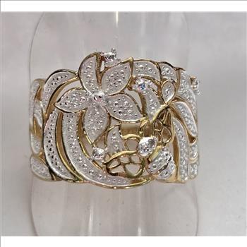 No Reserve Diamond Butterfly Flower Ring Size 6