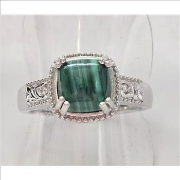 No Reserve Natural Malachite Ring Size 8