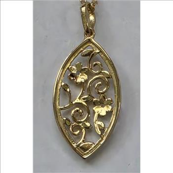 No Reserve Natural Diamod Flower Pendant & Chain Necklace