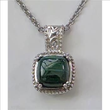 No Reserve Natural Malachite Pendant & Chain Necklace