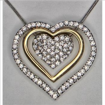No Reserve Austrian Crystal Heart Pendant & Chain Necklace
