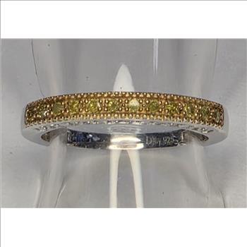 No Reserve ..;15 ct Natural; Yellow Diamond Anmiversary Ring Size 7