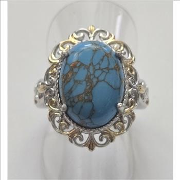 No Reserve Mojave Turquoise 2 Tone Ring Size 6