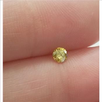 No Reserve .43 ct Natural Yellow Diamond Round Cut Loose Gemstone