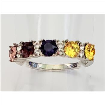 No Reserve Multi Color Crystal Ring Size 7