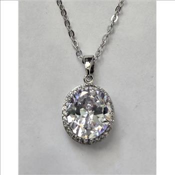 No Reserve Simulated Diamond Pendant & Chain Necklace