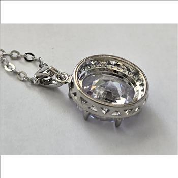 No Reserve Simulated Diamond Pendant & Chain Necklace