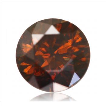 No Reserve .63 ct Natural Reddish Diamond Round Cut Loose Gemstone