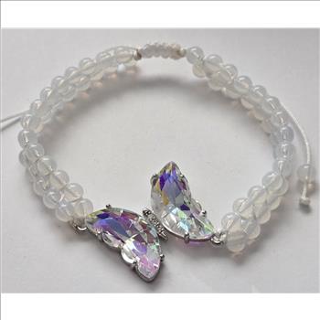 No Reserve Rainbow  Austrian Crystal Butterfly Bracelet