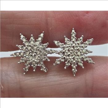 No Reserve Natural Diamond Starburst Earrings 