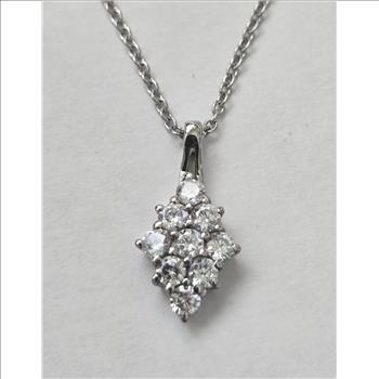 No Reserve Simulated Diamond Cluster Pendant & Chain Necklace
