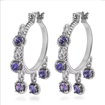 No Reserve Natural Amethyst Hoop Earrings 