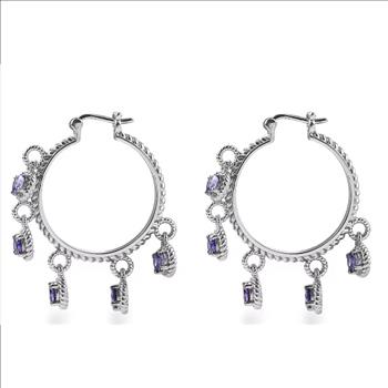 No Reserve Natural Amethyst Hoop Earrings 