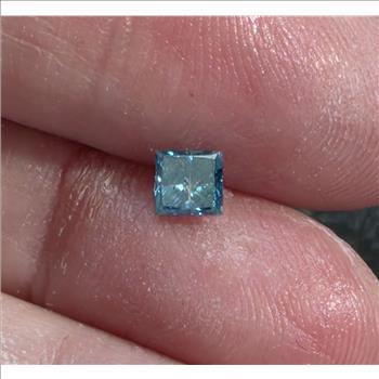 No Reserve .46 ct Natural Blue Diamond Princess Cut Loose Gemstone