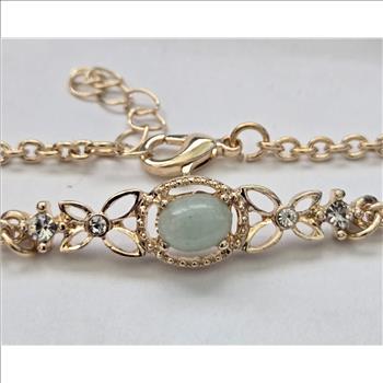 No Reserve Natural Jade & Austrian Crystal Bracelet