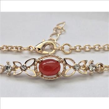 No Reserve Natural Carnelian & Austrian Crystal Bracelet