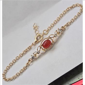 No Reserve Natural Carnelian & Austrian Crystal Bracelet