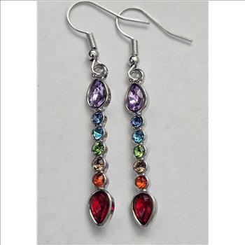 No Reserve Rainbow Chakra Austrian Crystal Dangle Earrings