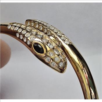 No Reserve 18K/316L Stainless Steel Snake Hinged Bangle Bracelet