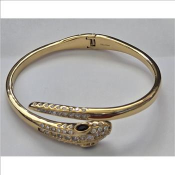 No Reserve 18K/316L Stainless Steel Snake Hinged Bangle Bracelet