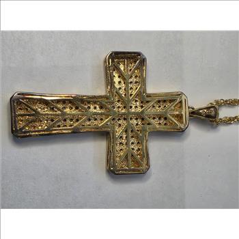 No Reserve 1.10 ct Natural Diamond Cross Penant & Chain Necklace