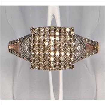 No Reserve .50 ct Natural Champagne Diamond Ring Size 8