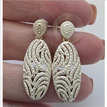 No Reserve Natural Diamond  Dangle Earrings