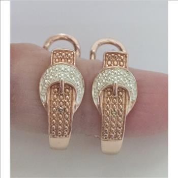 No Reserve Natural Diamond  Belt Buckle Earrings