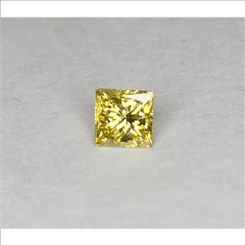 No Reserve .19 ct Natural Yellow Diamond Princess Cut Loose Gemstone