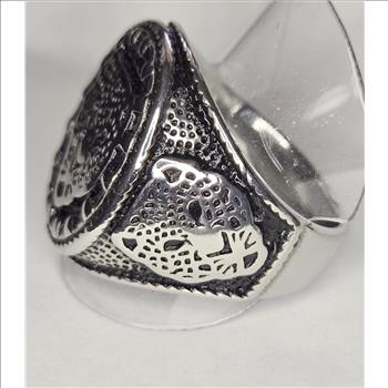 No Reserve Stainless Steel Lion Ring Size 11