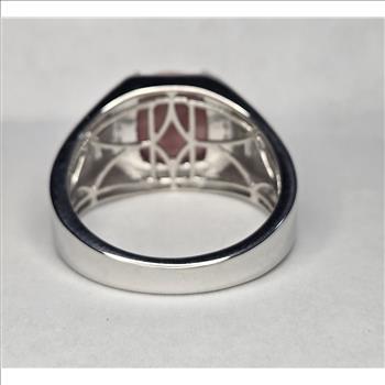 No Reserve Natural Peach Opal & Zircon Ring Size 12