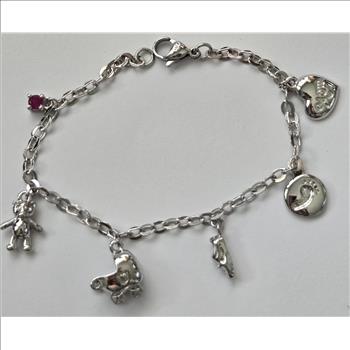 No Reserve Natural Ruby Baby Mom Charm Bracelet 