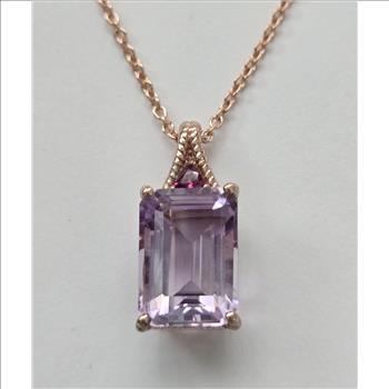 No Reserve Natural Amethyst Pendant & Chain Necklace