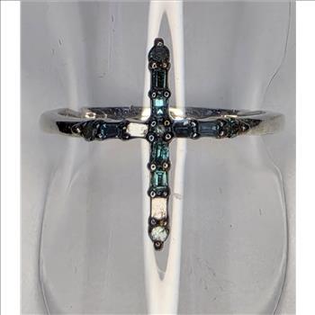 No Reserve .10 ct Natural Blue Diamond  Cross Ring Size 5