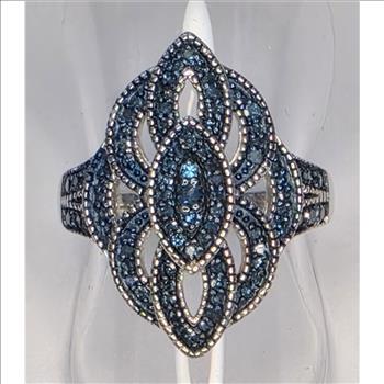 No Reserve .55 cl  Blue Diamond Ring Size 7