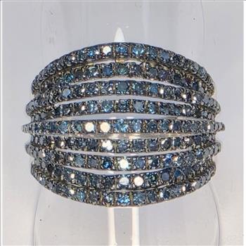 No Reserve 1.00 cl  Blue Diamond Ring Size 7