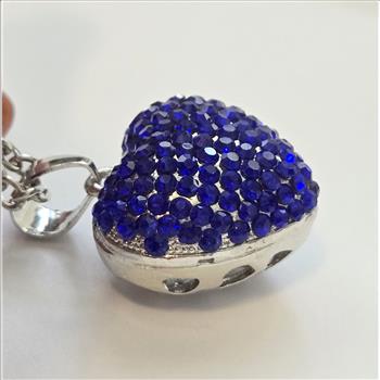 No Reserve Sapphire Puffy Heart Pendant & Chain Necklace