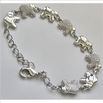 No Reserve Natural Diamond Elephant Bracelet
