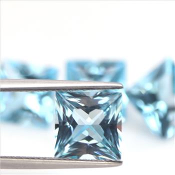 No Reserve  VVS Natural Swiss Blue Topaz Square Cut Loose Gemstone