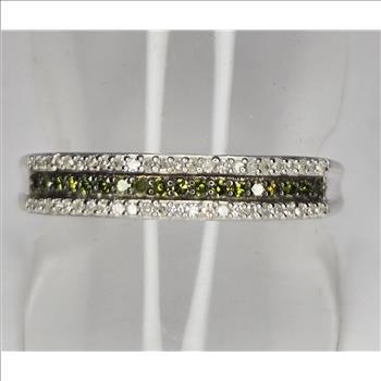 No Reserve .25 ct Natural Green Diamond Anniversary Ring Size  9