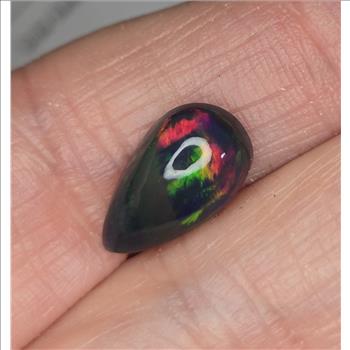 No Reserve  2.82 ct Natural Black Opal Pear Cut Loose Gemstone