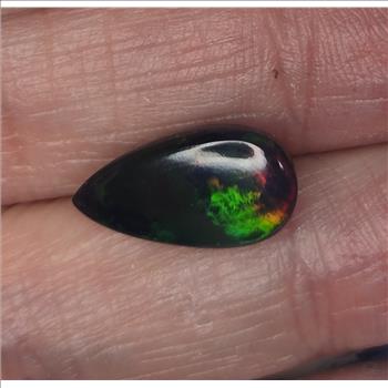 No Reserve  2.82 ct Natural Black Opal Pear Cut Loose Gemstone