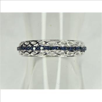 No Reserve .26 ct Natural Blue Diamond Eternity Ring Size 6