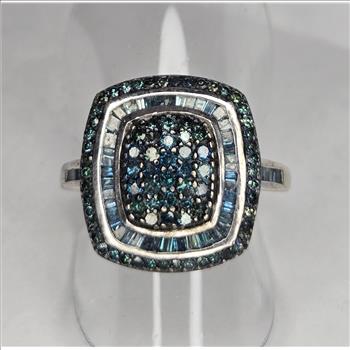 No Reserve 1.00 ct Natural Blue Diamond Ring Size 7